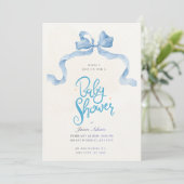 Elegant Blue Watercolor Baby Shower Invitation Einladung (Stehend Vorderseite)