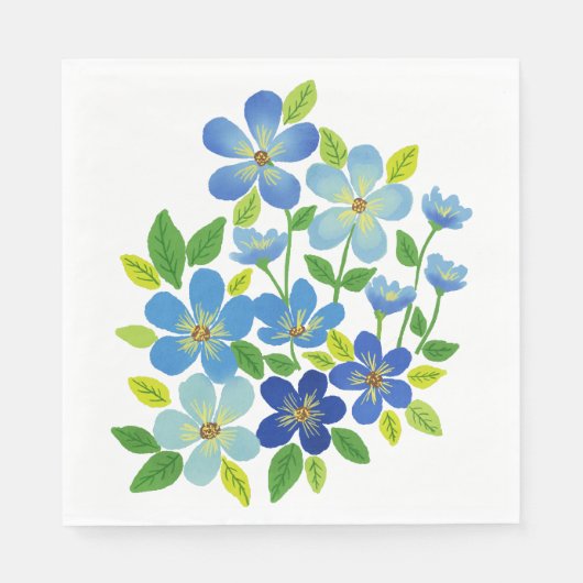 Elegant Blue Watercolor Blume 04 Serviette (Vorderseite)