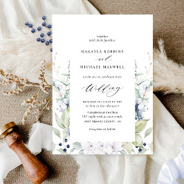 Elegant Blue Watercolor Blumen / Grüne Hochzeit Einladung