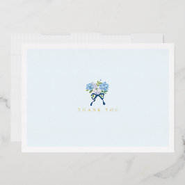 Elegant Blue Watercolor Floral Gold Foil Note Card Folien Feiertagskarte