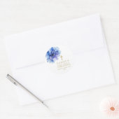 Elegant Blue Watercolor Floral Heilige Kommunion Runder Aufkleber (Umschlag)