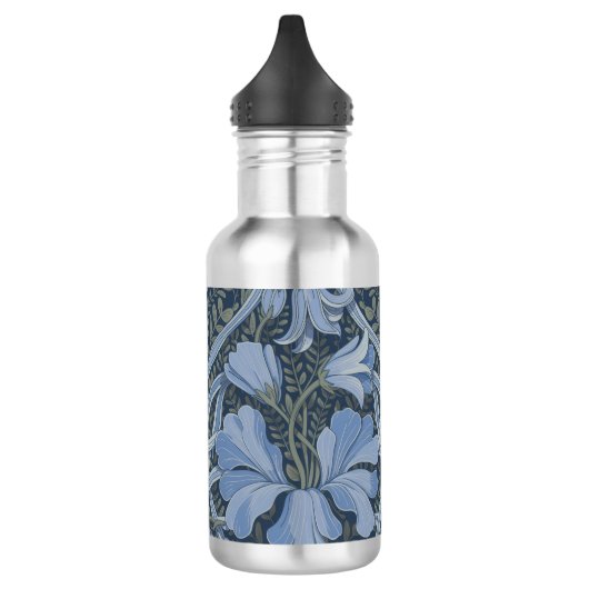Elegant Blue Watercolor Floral Pattern Edelstahlflasche (Links)