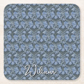 Elegant Blue Watercolor Floral Pattern Invitation Rechteckiger Pappuntersetzer (Vorderseite)