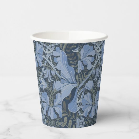 Elegant Blue Watercolor Floral Pattern Pappbecher (Links)
