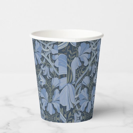 Elegant Blue Watercolor Floral Pattern Pappbecher (Rechts)