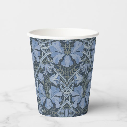 Elegant Blue Watercolor Floral Pattern Pappbecher (Vorderseite)