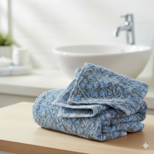 Elegant Blue Watercolor Floral Pattern Waschlappen