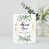 Elegant Blue Watercolor Floral Wedding Dankeskarte (Stehend Vorderseite)