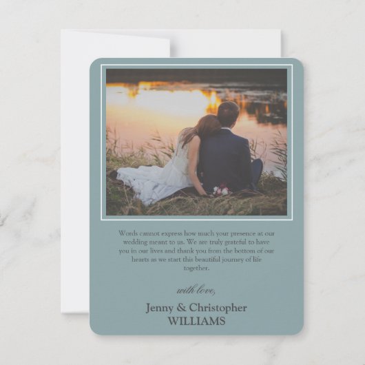 Elegant Blue Watercolor Floral Wedding Dankeskarte (Rückseite)