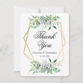Elegant Blue Watercolor Floral Wedding Dankeskarte (Vorderseite)