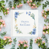 Elegant Blue Watercolor Floral Wedding Guest Book Notizblock