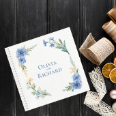 Elegant Blue Watercolor Floral Wedding Guest Book Notizblock