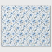 Elegant Blue Watercolor Florals Geschenkpapier (Flach)