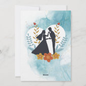 Elegant Blue Watercolor & Gold Wedding Invitation Einladung (Rückseite)