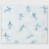 Elegant Blue Watercolor Human Silhouettes Pattern Geschenkpapier (Flach)