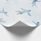 Elegant Blue Watercolor Human Silhouettes Pattern Geschenkpapier (Ecke)