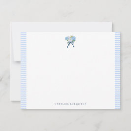 Elegant Blue Watercolor Hydrangea Flat Note Card Mitteilungskarte