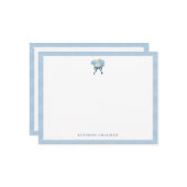 Elegant Blue Watercolor Hydrangea Floral Mitteilungskarte (Vorderseite/Rückseite Beispiel)