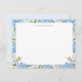 Elegant Blue Watercolor Hydrangea Personalized Mitteilungskarte (Vorne/Hinten)