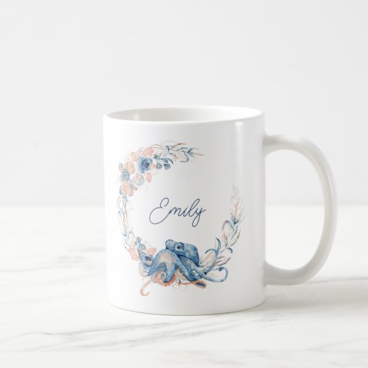 Elegant Blue Watercolor Kaffeetasse (Rechts)