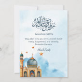 Elegant Blue Watercolor Mosque Ramadan Iftar Einladung (Rückseite)