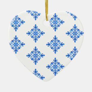 Elegant Blue Watercolor Portugiesische Tile Floral Keramik Ornament