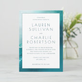 Elegant Blue Watercolor Wedding Invitation Einladung (Stehend Vorderseite)