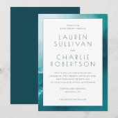 Elegant Blue Watercolor Wedding Invitation Einladung (Vorne/Hinten)