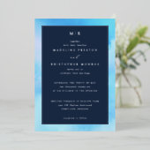 Elegant Blue Watercolor Wedding Invitation Folieneinladung (Stehend vorne)