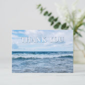 Elegant Blue Waves Fotografie Flat Danke Karte (Stehend Vorderseite)