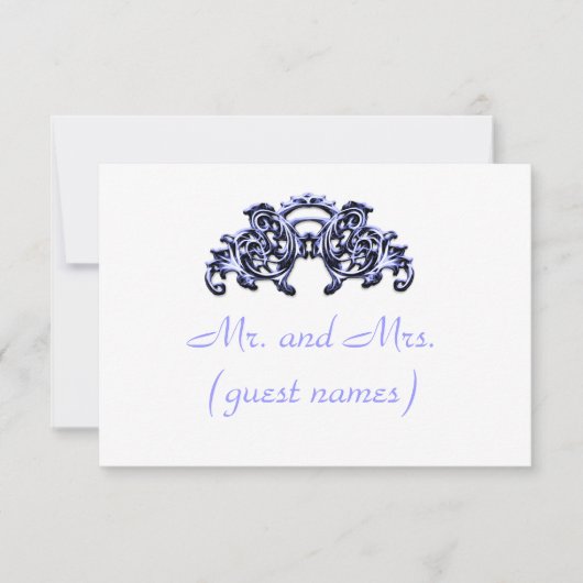 ELEGANT Blue WEDD ESCORT CARD Einladung (Vorderseite)