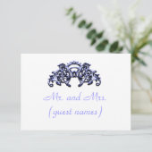 ELEGANT Blue WEDD ESCORT CARD Einladung (Stehend Vorderseite)