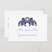 ELEGANT Blue WEDD ESCORT CARD Einladung (Vorne/Hinten)