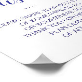 Elegant Blue Wedding Bucket List Ideen signieren Poster (Ecke)