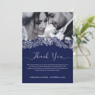 Elegant Blue Wedding Dankeschön Card Dankeskarte