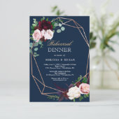 elegant blue wedding dinner invitation einladung (Stehend Vorderseite)