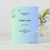 Elegant Blue Wedding Einladung (Stehend Vorderseite)