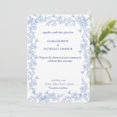 Elegant Blue Wedding Einladung (Stehend Vorderseite)
