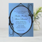 Elegant Blue Wedding Einladungen (Stehend Vorderseite)