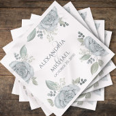 Elegant Blue Wedding Floral Personalisiert Serviette