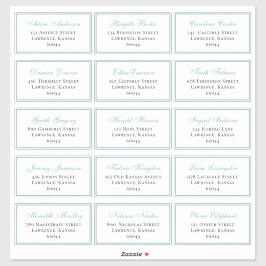 Elegant Blue Wedding Gast Individuelle Adresse Aufkleber (Blatt)