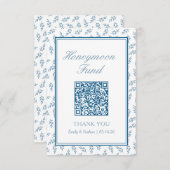 Elegant Blue Wedding Honeymoon Fund QR Code Card (Vorne/Hinten)