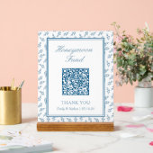 Elegant Blue Wedding Honeymoon Fund QR Code Card Acrylschild (Hochzeit)
