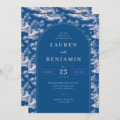 Elegant Blue Wedding Invitation Einladung (Vorne/Hinten)