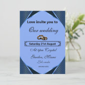 Elegant Blue Wedding Invitation Einladung (Stehend Vorderseite)
