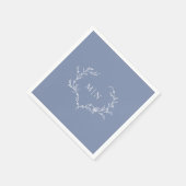 Elegant Blue Wedding Monogram Paper Napkin Serviette (Ecke)