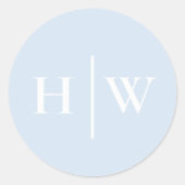 Elegant Blue Wedding Monogram Runder Aufkleber (Vorderseite)