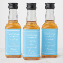 Elegant Blue Wedding Names Date Modern Chic Mini
