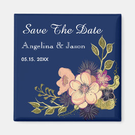 Elegant Blue Wedding rettet das Datum Magnet