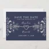 Elegant Blue Wedding rettet das Datum Save The Date (Vorderseite)